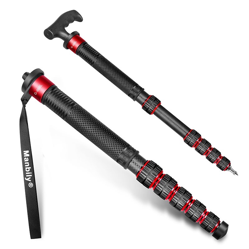 Manbily C-666L 6 ส่วนคาร์บอนไฟเบอร์กล้องมืออาชีพ Monopod 32 มม.การถ่ายภาพ Monopod
