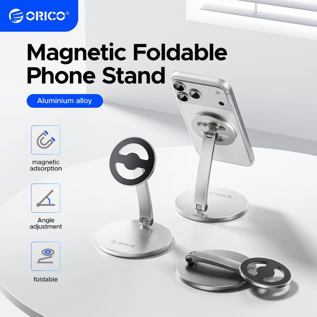 ที่วางแม่เหล็ก Orico สําหรับโทรศัพท์ 360° ที่วางโทรศัพท์แม่เหล็กแบบพับได้หมุนได้สําหรับโต๊ะ(PS1)