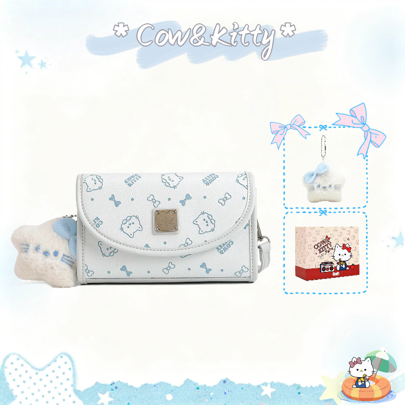 Cow&Kitty กระเป๋าสะพายข้างกระเป๋าถือสีชมพูน่ารักกระเป๋าสะพายสไตล์เกาหลี