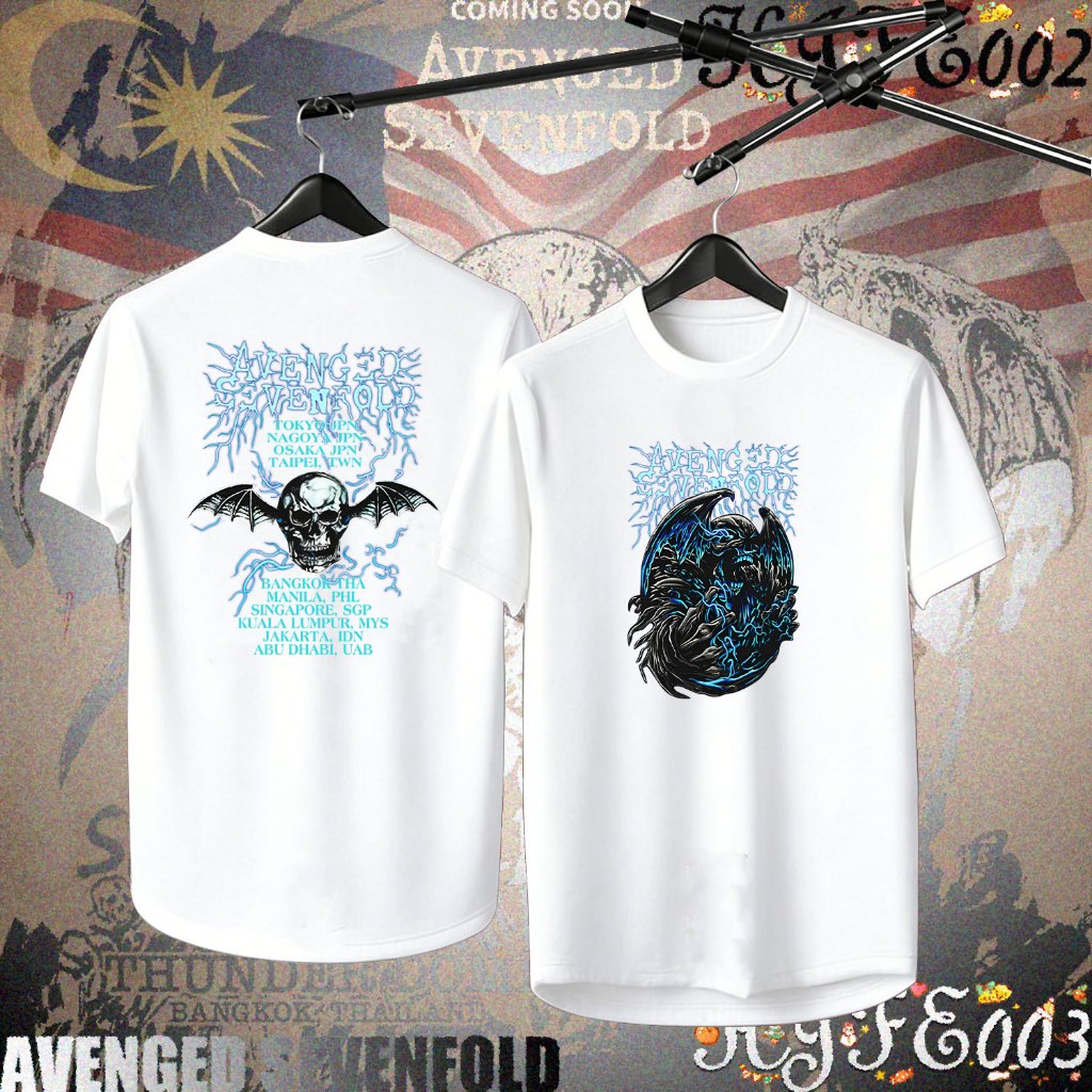 A7x Retro Rock Band AVENGED SEVENFOLD ASIA TOUR 2026 การแข่งขันชกมวย เสื้อดำ Unisex T-shirt#025