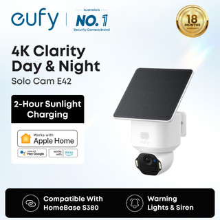 【New】ANKER eufy SoloCam E42, 4K Security Camera Wireless Outdoor, Solar Powered, AI Motion Tracking, Strobe Light, Pan & Tilt, Facial Recognition, Up to 16 TB, Smart Home Compatible T8173