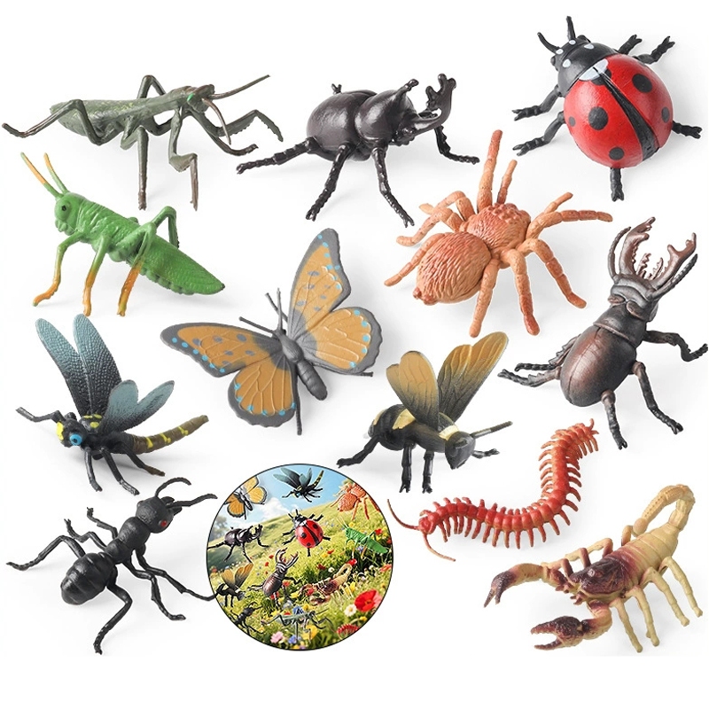 แมลงของเล่นสัตว์จําลองผีเสื้อ Bee Ladybug Dragonfly Centipede Ant Scorpion Mantis Spider
