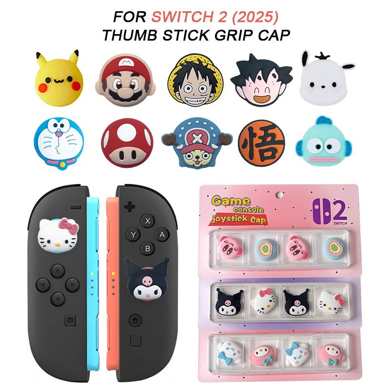 การ์ตูน ซิลิโคนนุ่ม อนาล็อก จอยสติ๊กฝาครอบ เคส สำหรับ Nintendo Switch 2 ตัวควบคุมเกม อุปกรณ์เสริม