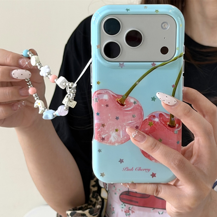 สําหรับ iphone Case 17 Pro Max 16 Pro Max 15 Pro Max Ins เคสโทรศัพท์เชอร์รี่รูปดาวห้าแฉก