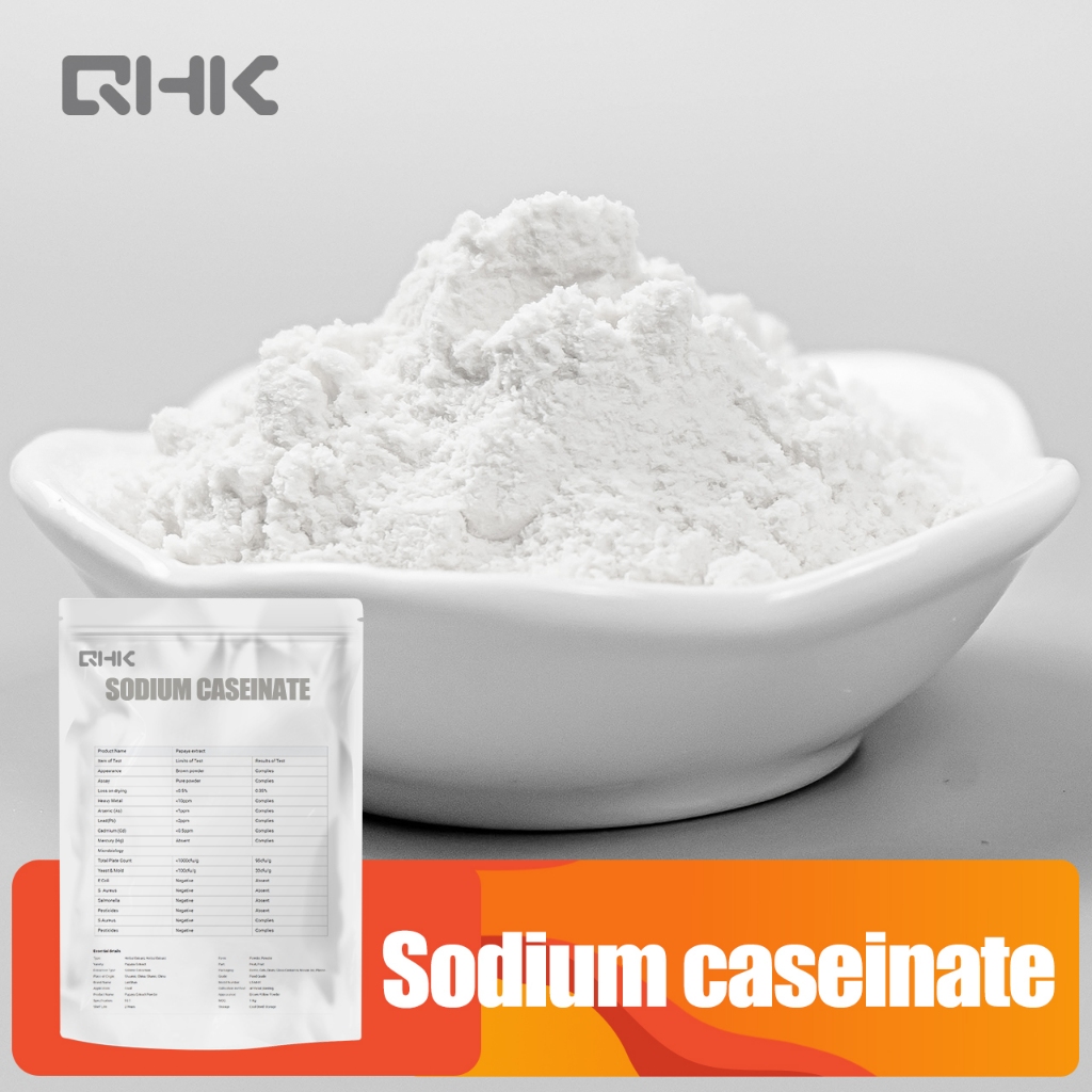 Sodium Caseinate Casein Sodium CAS9005-46-3 เนื้อหาโปรตีน90% Emulsifier Thickener 500g/1000g Qinghekang
