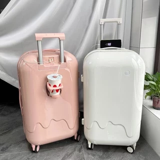 LLuckth [จัดส่งจากกรุงเทพฯ] กระเป๋าเดินทาง วัสดุกันน้ำ PC luggage 360 °ล้อสากล มีสาย USB ชาร์จ