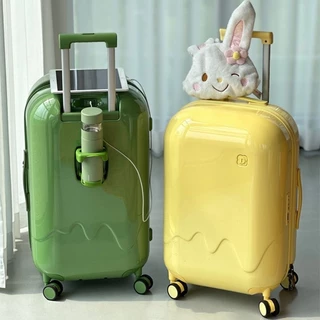 LLuckth [จัดส่งจากกรุงเทพฯ] กระเป๋าเดินทาง วัสดุกันน้ำ PC luggage 360 °ล้อสากล มีสาย USB ชาร์จ
