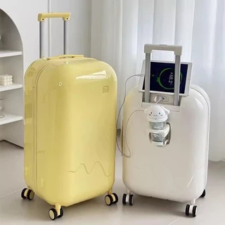 LLuckth [จัดส่งจากกรุงเทพฯ] กระเป๋าเดินทาง วัสดุกันน้ำ PC luggage 360 °ล้อสากล มีสาย USB ชาร์จ