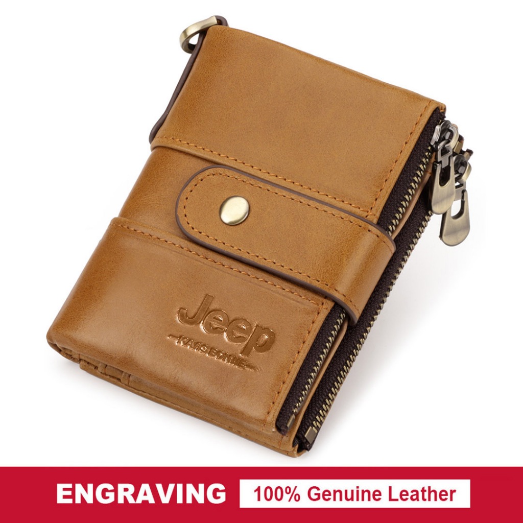 แกะสลักหนังแท้ RFID Men Crazy Horse Wallet สําหรับผู้ชาย
