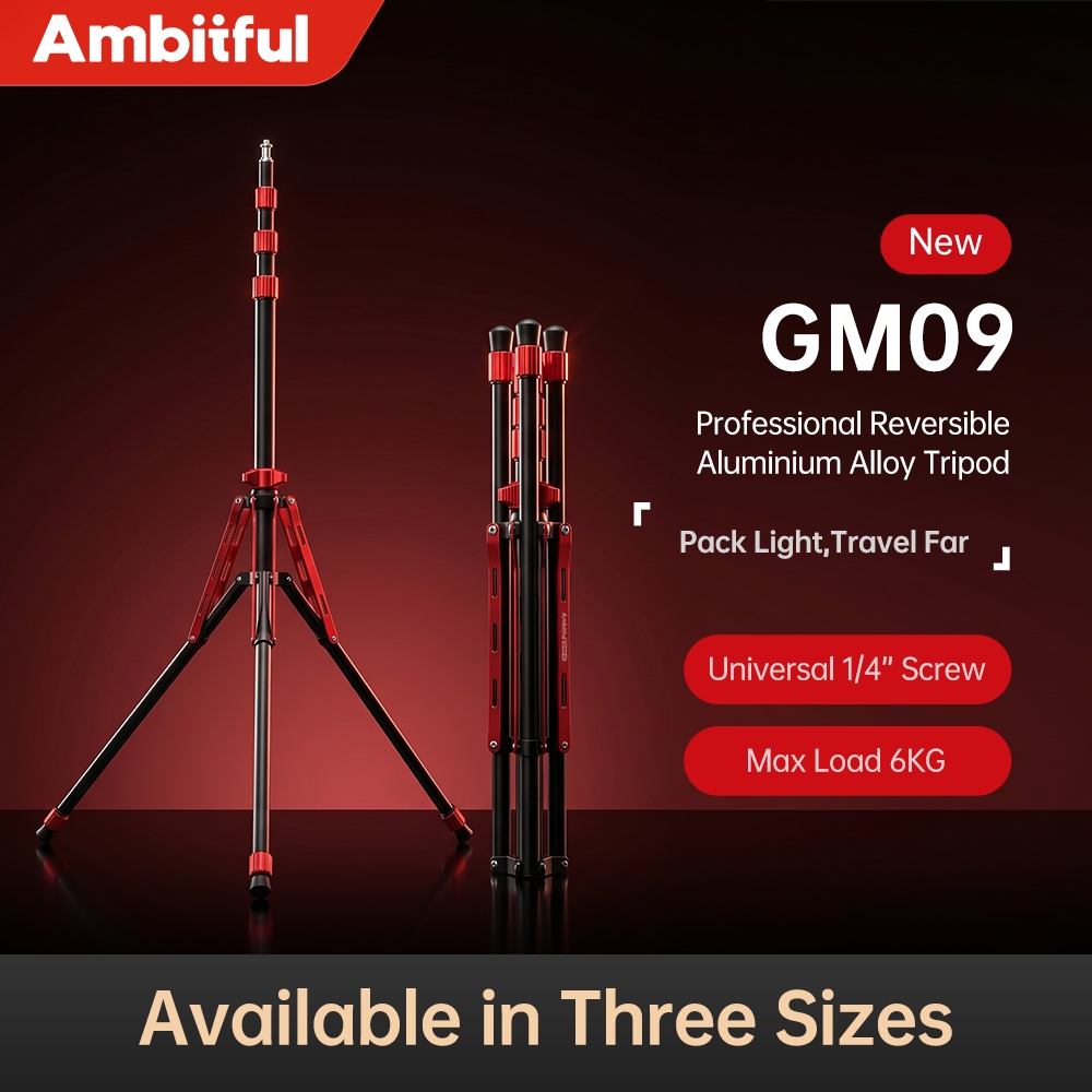 Amystful GM09 ขาตั้งไฟพับได้อลูมิเนียมขาตั้งกล้อง 1/4 สกรูสําหรับสตูดิโอไฟ LED แฟลช Softbox