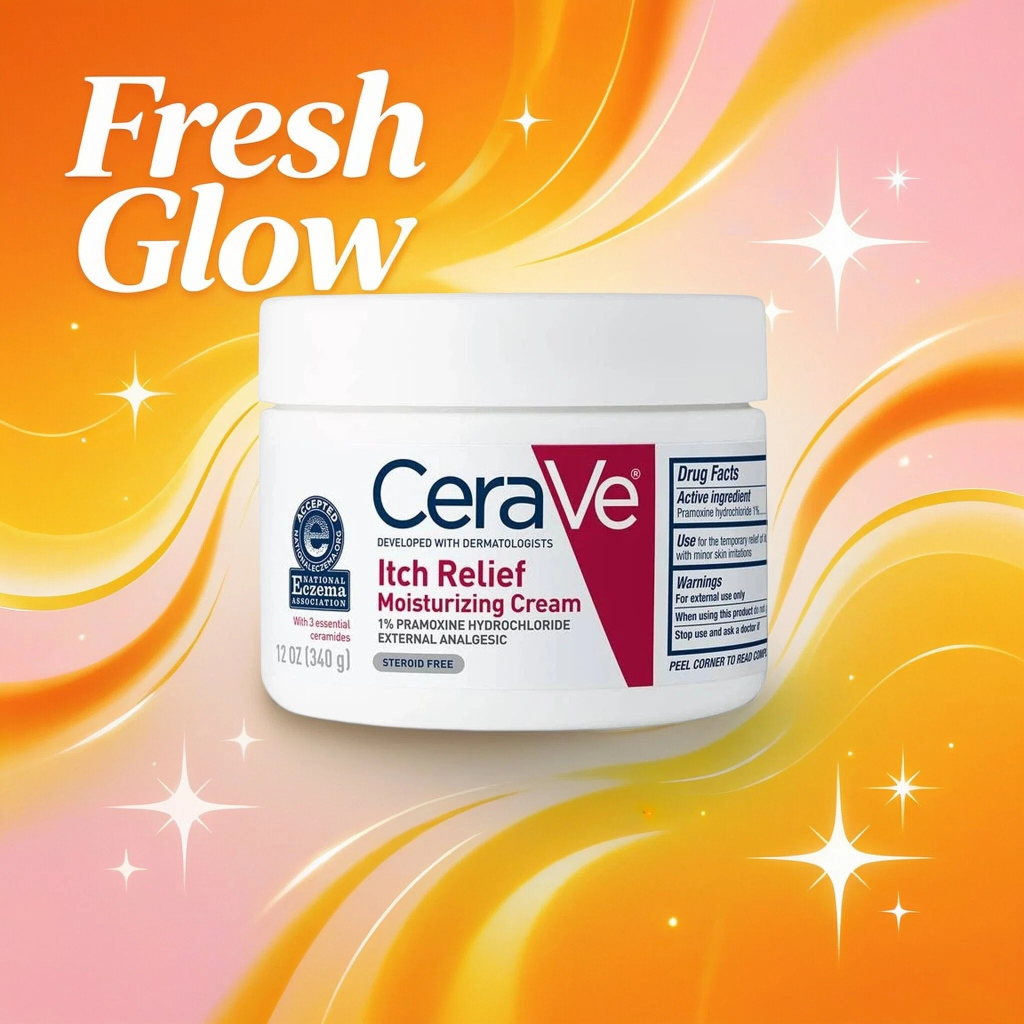 CeraVe USA Itch Relief Moisturizing Cream, Barrier Repair & Itch Control, 340g