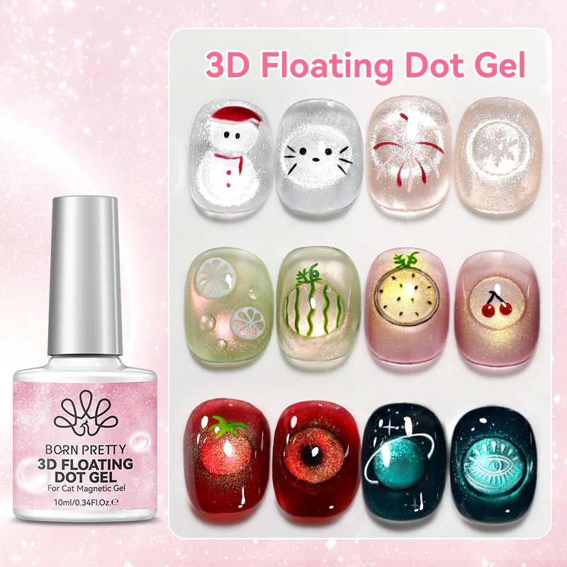 BORN PRETTY 3D Float Dotting เจลเล็บ Planet ผลไม้สไตล์กึ่งถาวรเล็บแต่งเล็บ Soak Off LED DIY