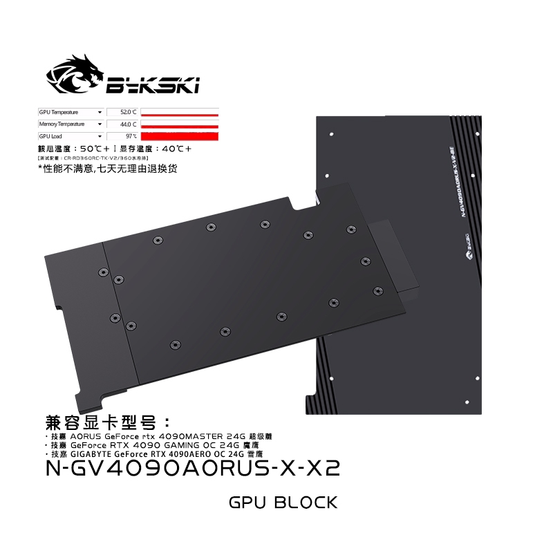 Bykski N-GV4090AORUS-X-V2 Full Metal GPU Water Block เข้ากันได้กับ Gigabyte RTX 4090 AORUS Series