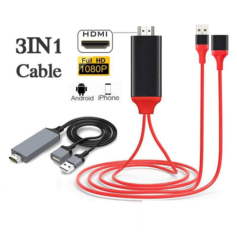 1080P โทรศัพท์ไปยัง HDMI HDTV AV อะแดปเตอร์สาย Android/iOS/TypeC EZCast Connector สาย Universal Mira