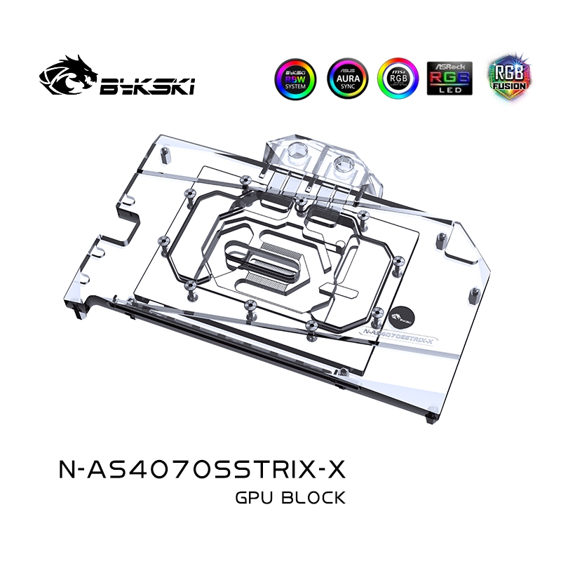 Bykski N-AS4070SSTRIX-X GPU Water Block เข้ากันได้กับ ASUS GeForce RTX 4070 SUPER / STRIX Series