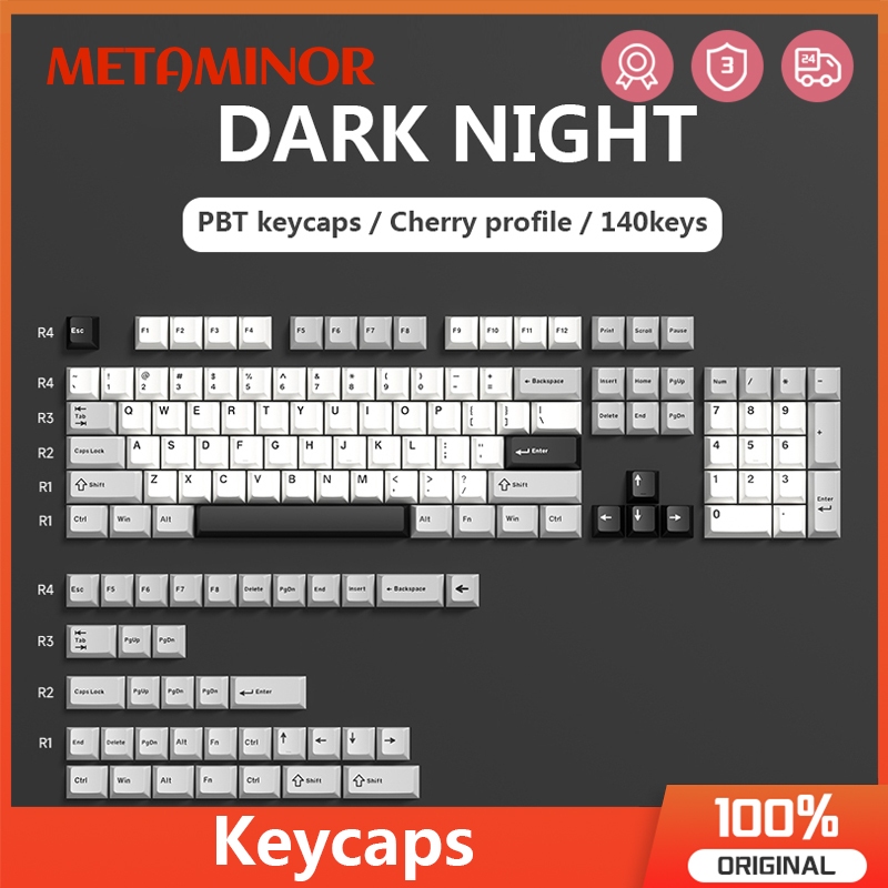 140keys Dark Night Keycaps โปรไฟล์เชอร์รี่ PBT Double Shot Keycaps สําหรับคีย์บอร์ด 61/65/68/75/84/87/96/98/100/104