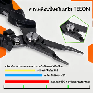 คีมตกปลา 420 สแตนเลส คีมแยกห่วง 2-6มม. ตัดสาย PE ปลดเบ็ด ด้ามกันลื่น พร้อมสายคล้อ