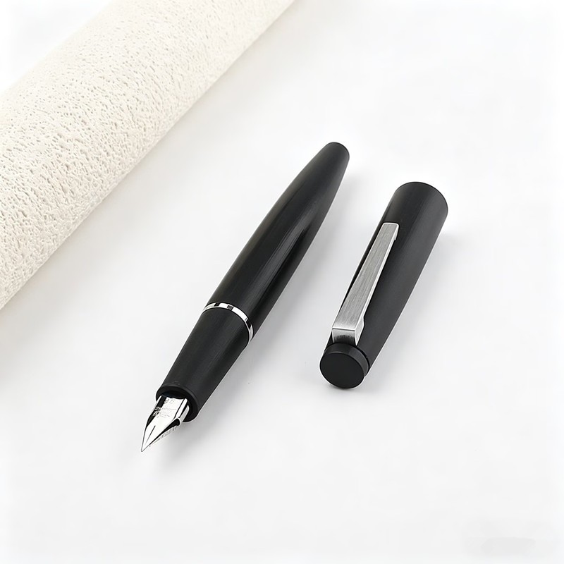 Jinhao 80 Fountain ปากกาไฟเบอร์สีดําแปรง EF/F Nib 0.3 มม.ปากกาเขียนเรียบละเอียดพิเศษพร้อมตัวแปลงหมึก