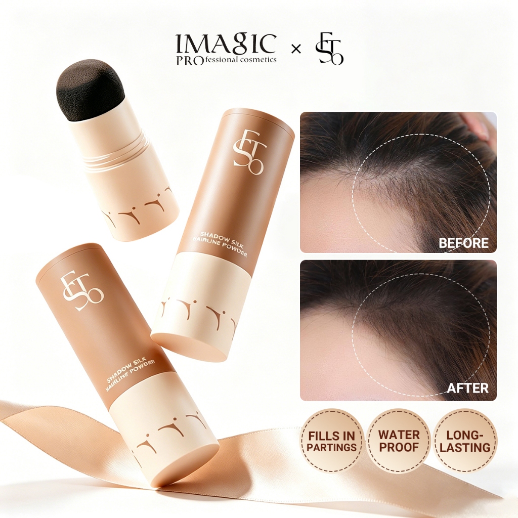 2 สี Hairline แสตมป์ Eyebrow Shadow Powder แต่งหน้าผมกันน้ําธรรมชาติ Cover Unisex Hair Repair