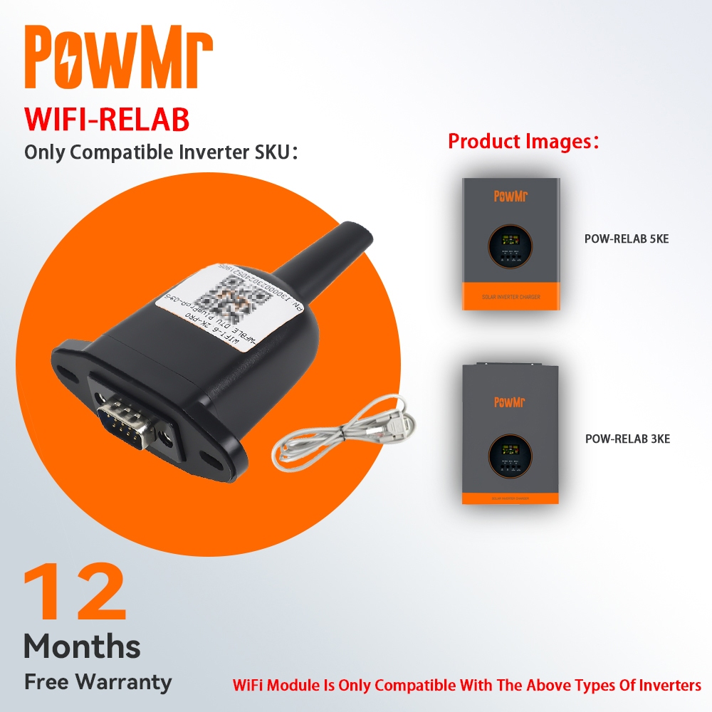 PowMr โมดูล WiFi อุปกรณ์ไร้สายพร้อม RS232 การตรวจสอบระยะไกลสําหรับอินเวอร์เตอร์พลังงานแสงอาทิตย์แบบ Off Grid Hybrid