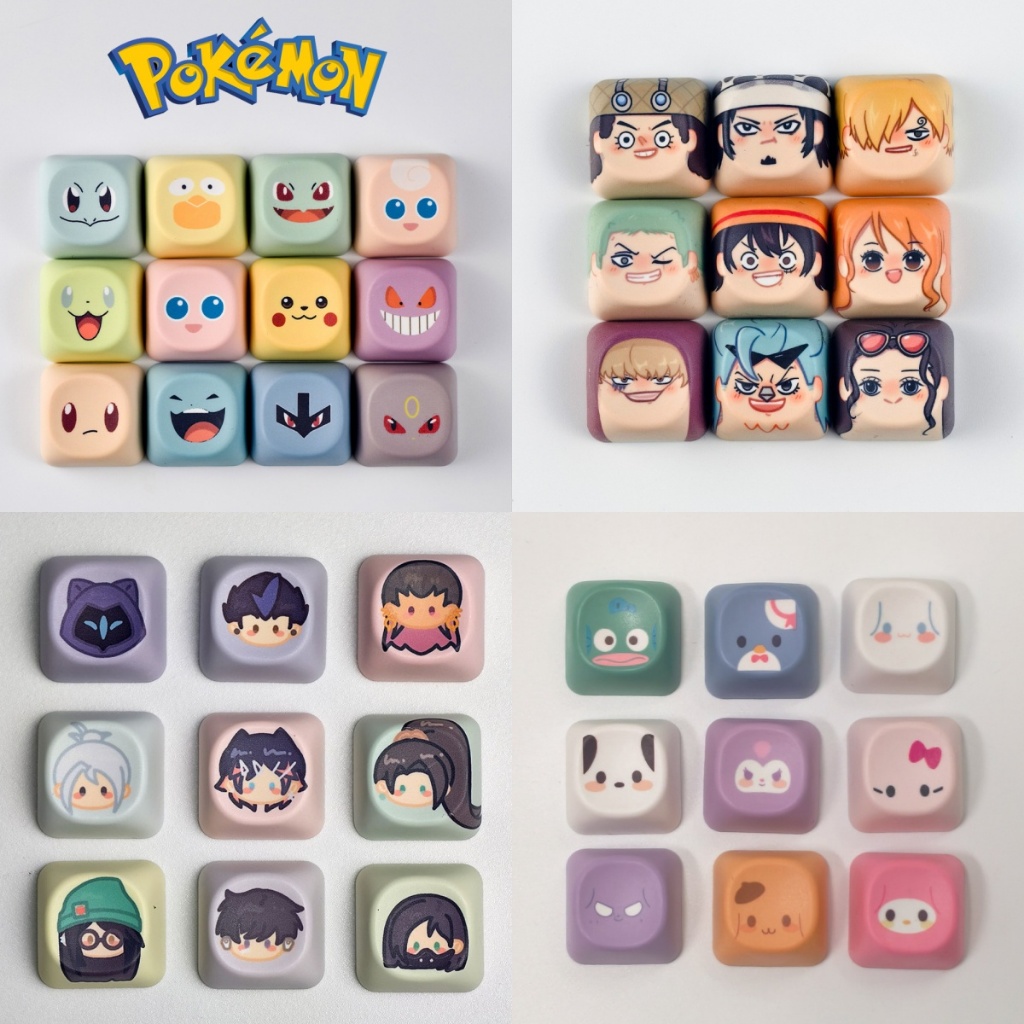 MAIMOOO การ์ตูน Disney Keycap DIY MOA โปรไฟล์ PBT สร้างสรรค์น่ารัก Sanrio Kuromi Kitty Pokemon Pokeball Valorant Chikawa Bangboo SpongeBob SquarePants Joke Bear Zootopia Keycaps