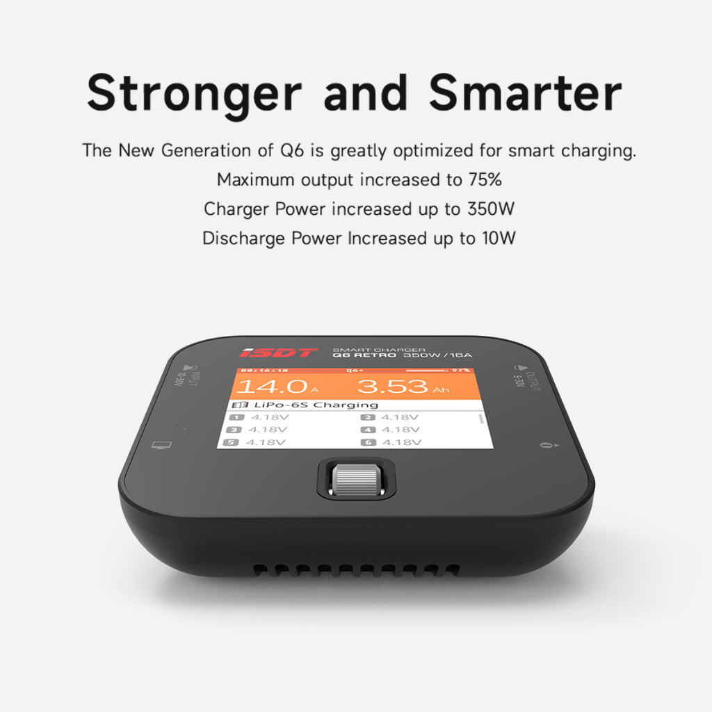 ISDT Q6 Retro 350W 16A DC Smart Pocket Charger, XT60 Battery Charger สําหรับ 1-6S Life/LiPo/LiHV, ขน