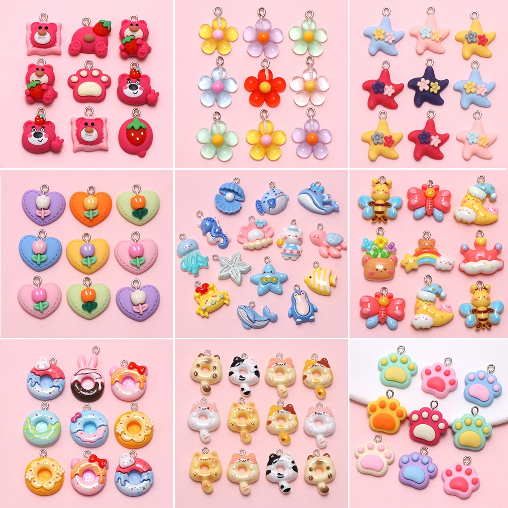 ชุดเครื่องประดับเรซิ่นการ์ตูนแมว 10 ชิ้น สไตล์มหาสมุทร พร้อมใช้ทำเองและตกแต่ง