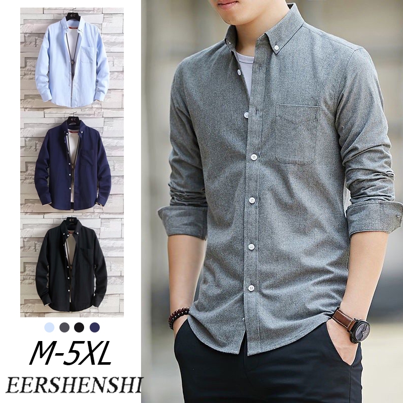 EERSHENSHIE เสื้อเชิ้ตแขนยาวผู้ชายทรงสลิมฟิตเสื้อผ้าชั้นนําเสื้อเชิ้ตลําลองใหม่