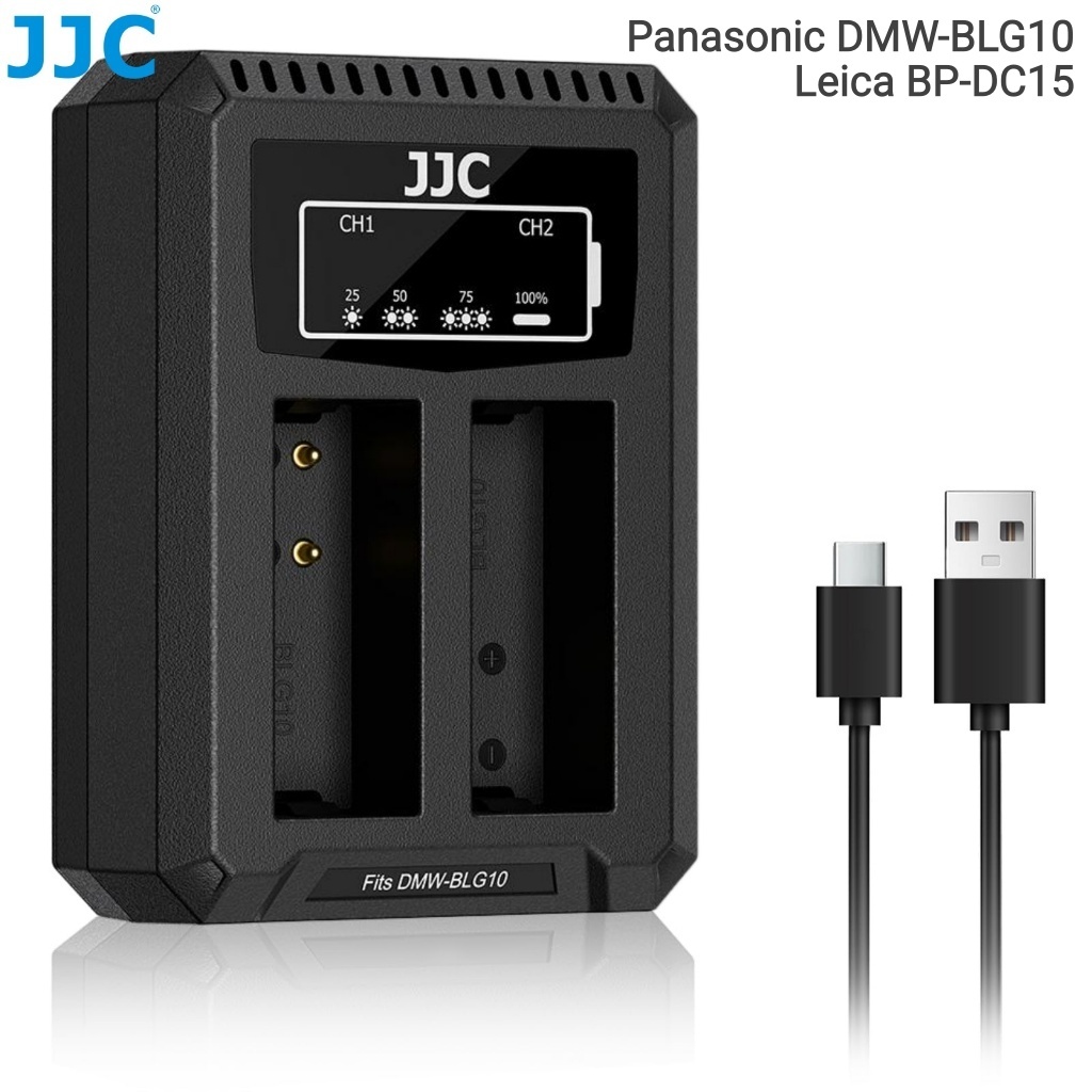 JJC DMW-BLG10 BP-DC15 เครื่องชาร์จแบตเตอรี่ สำหรับ Leica D-LUX8 D-LUX7 Panasonic ZS300 TZ300 GX9 GX8