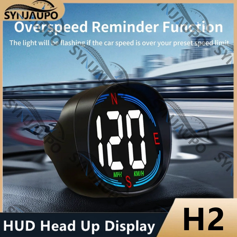 H2 HUD Head Up จอแสดงผล GPS Digital Speedometer สําหรับเครื่องวัดความเร็วรถ MPH KM/H USB Plug & Play
