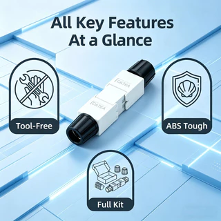 RJ45 Double Head Connector CAT6A เครื่องมือฟรีสายเคเบิลเครือข่าย Extender UTP Ethernet End อะแดปเตอร์กล่องการเชื่อมต่อ LAN Extension Connector Unshielded