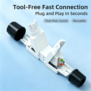 RJ45 Double Head Connector CAT6A เครื่องมือฟรีสายเคเบิลเครือข่าย Extender UTP Ethernet End อะแดปเตอร์กล่องการเชื่อมต่อ LAN Extension Connector Unshielded