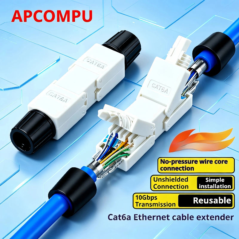RJ45 Double Head Connector CAT6A เครื่องมือฟรีสายเคเบิลเครือข่าย Extender UTP Ethernet End อะแดปเตอร์กล่องการเชื่อมต่อ LAN Extension Connector Unshielded