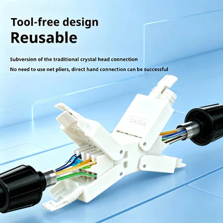 RJ45 Double Head Connector CAT6A เครื่องมือฟรีสายเคเบิลเครือข่าย Extender UTP Ethernet End อะแดปเตอร์กล่องการเชื่อมต่อ LAN Extension Connector Unshielded