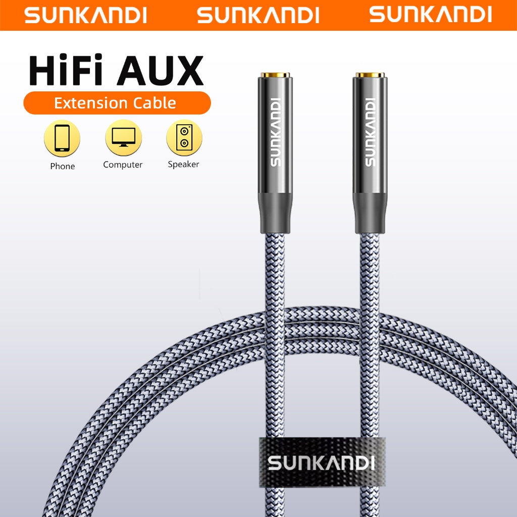 SUNKANDI 3.5 มม.หญิงกับหญิงอะแดปเตอร์สาย AUX แจ็คสําหรับคอมพิวเตอร์ทีวี 3.5 มม.หูฟัง MP3