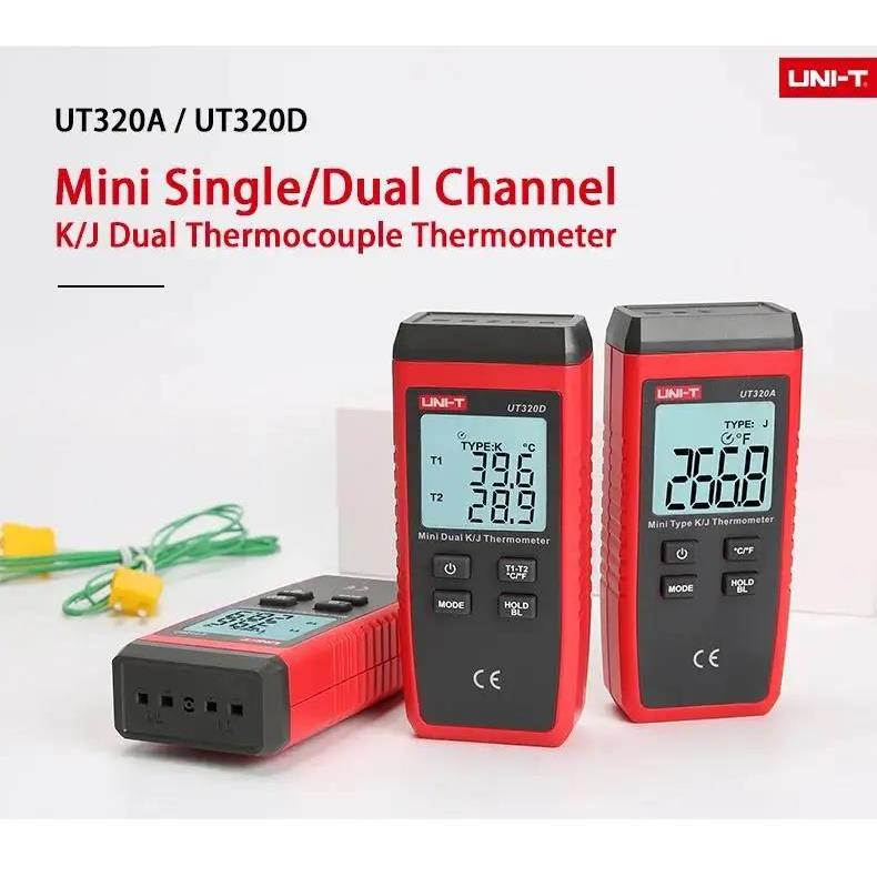 UNI-T UT320D UT320A เครื่องวัดอุณหภูมิ ไฮโกรมิเตอร์ Thermokoppel ประเภทติดต่อ dual channe