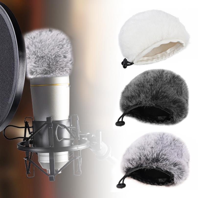 1 ชิ้น Mic Wind Cover ไมโครโฟน Furry Windscreen Muff, สีขาว / เทา / ดําไมโครโฟน Pop Filter