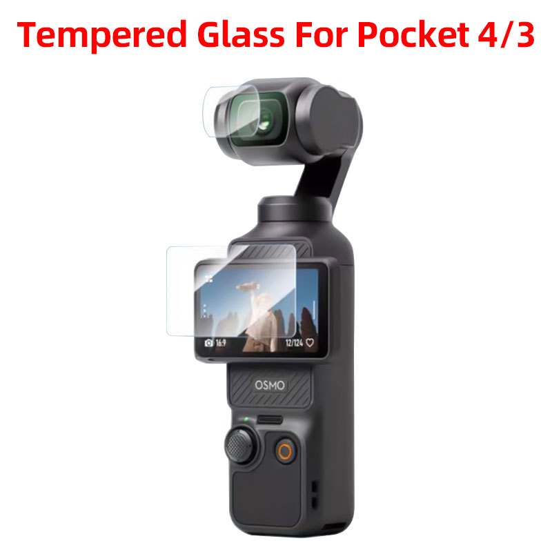 ฟิล์มกันรอยหน้าจอสำหรับ DJI Osmo Pocket 3 / Pocket 4 ฟิล์มกระจกนิรภัยสำหรับหน้าจอ LCD + ฟิล์มกันรอยเลนส์สำหรับ DJI Pocket 3 4 อุปกรณ์เสริม Tempered Glass