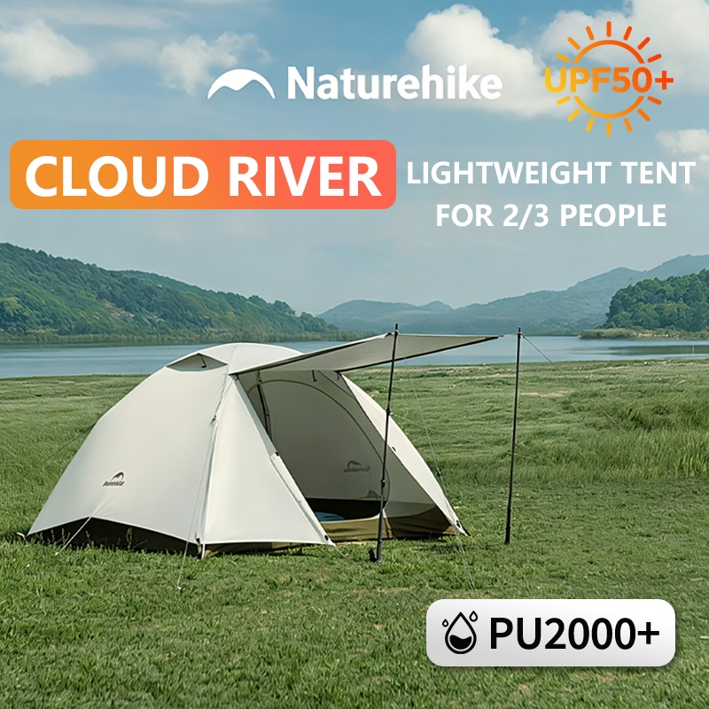 Naturehike Cloud River เต็นท์ 2-3 คนกันน้ํา UPF50 + Camping เต็นท์กลางแจ้ง Ultralight แบบพกพาเดินป่าเดินป่า Sun Shelter