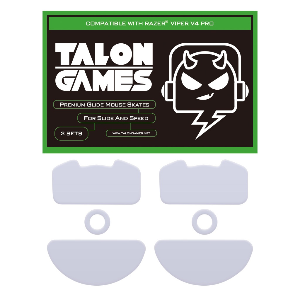 2 ชุด TALONGAMES เมาส์ฟุตสีเทาอ่อน Custom Curved Edge Mouse Skates สําหรับ Razer Viper V4 Pro เมาส์