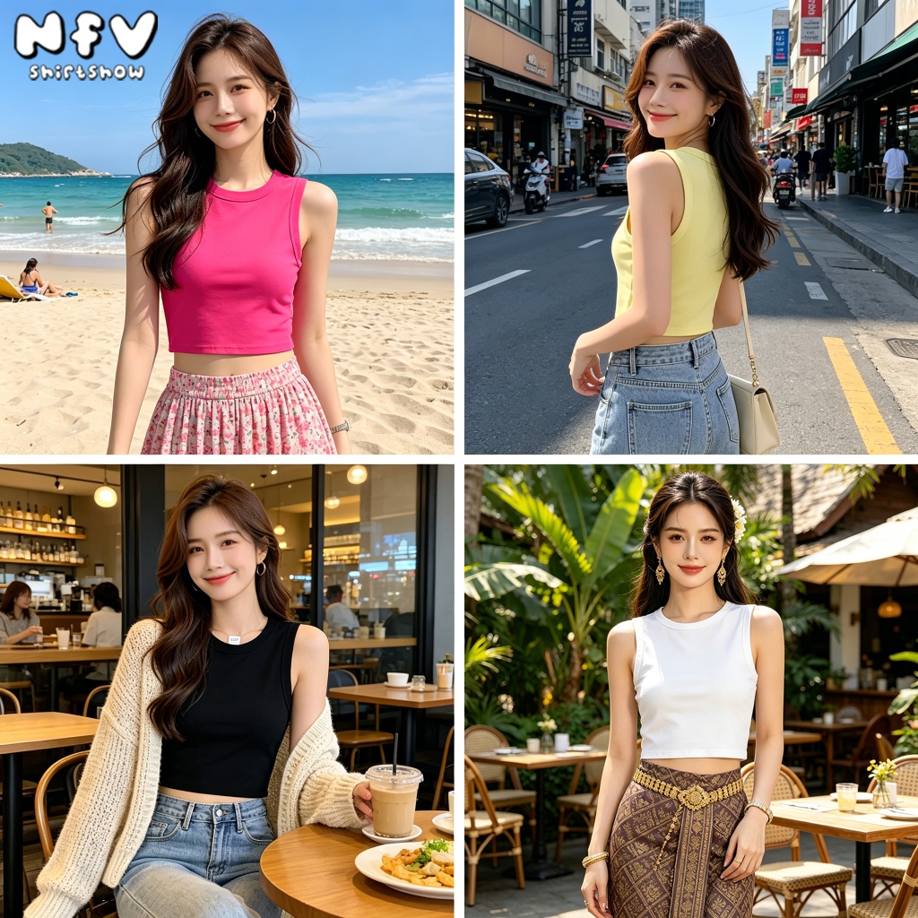 เสื้อกล้ามผู้หญิง 💕คอกลม แฟชั่นสไตล์เกาหลี เซ็กซี่ ยืดหยุ่น ใส่สบาย เข้ารูป ช่วยให้ดูผอม ผู้หญิง สายเดี่ยว YGC