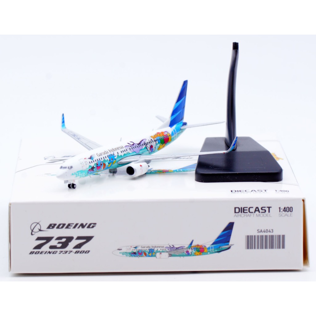 SA4043 เครื่องบินสะสมโลหะผสม JC Wings 1:400 ครุฑอินโดนีเซียโบอิ้ง B737-800 "Pokemon" เครื่องบินDieca