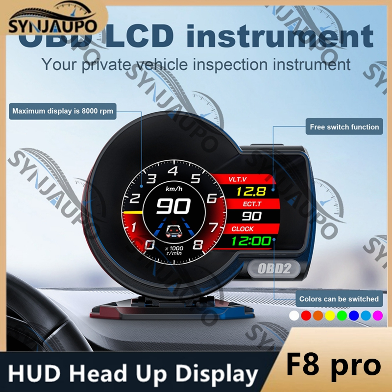F8 Pro OBD2 + GPS Auto Meter OBD2 Gauge รัสเซียอาหรับไทยสเปนรถ Head up จอแสดงผล Hud Obd2
