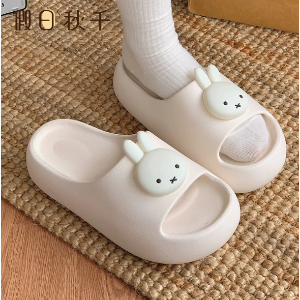 น่ารัก Miffy กระต่าย 5 ซม.หนา Soled รองเท้าแตะผู้หญิงฤดูร้อนกลางแจ้งสวมใส่ Soft-Soled บ้าน Anti-Slip รองเท้าแตะในร่มรองเท้าแตะ