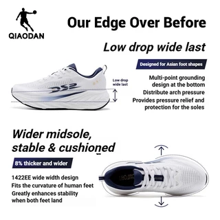 Wide Fit(2E)Qiaodan DS2 2.0 รองเท้าวิ่งทุกวัน Soft Cushion Trainer Enhanced Stability