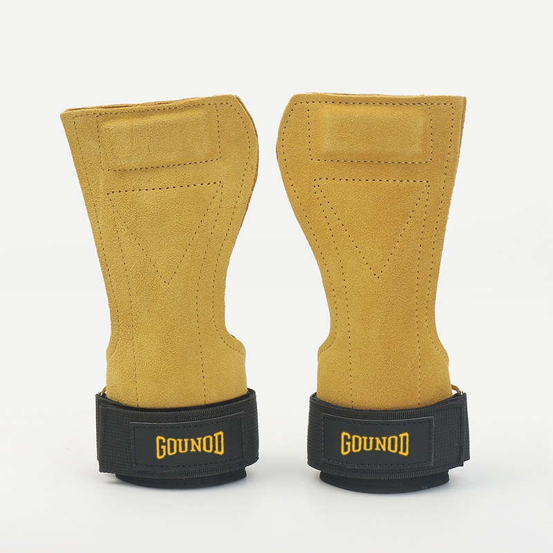 ถุงมือสำหรับออกกำลังกาย 1 คู่ Cowhide Gym Gloves WeightLifting Deadlift Exercise Sports Fquipment Hand Palm Protection Thickness Yellow Brown ราคา ถูกที่สุด ดีลบีเคเค แกลเลอรีภาพที่ 5