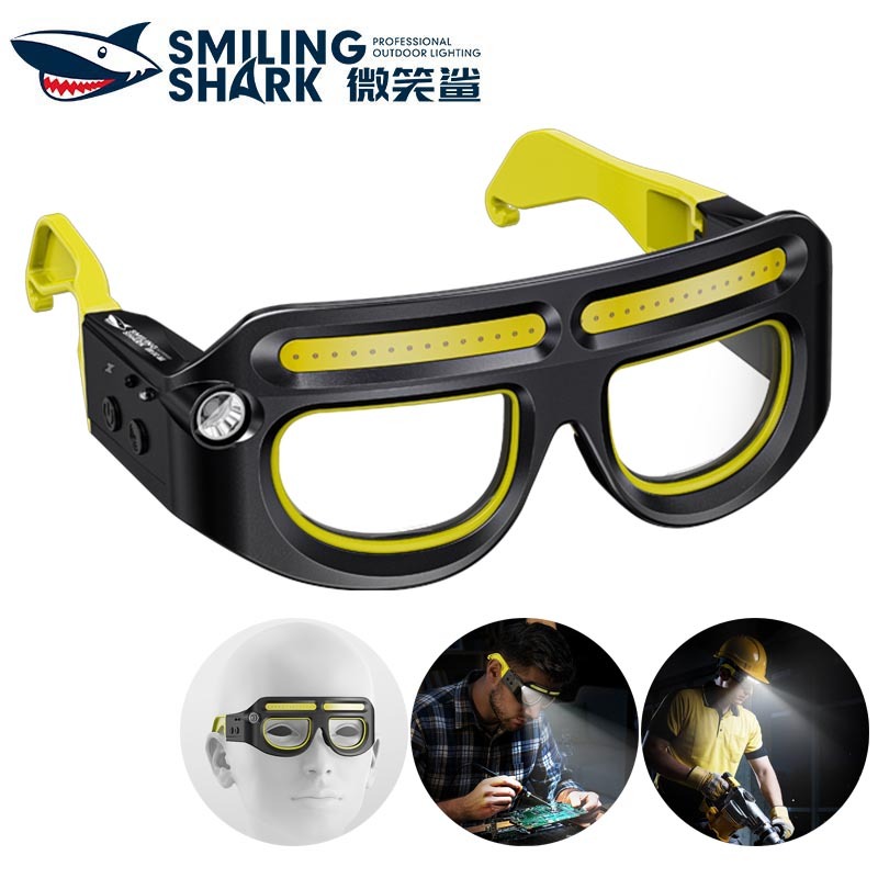 SmilingShark TD0307 ไฟคาดหัว ไฟฉายคาดหัว LED เซนเซอร์ LED+COB ซุปเปอร์ไบรท์ โคมไฟแว่นตา ฟลัดไลท์ที่เสถียรและช่วงกว้าง ฉายคาดหัว 4โหมด Type-C ชาร์จใหม่ได้ น้ำหนักเบา กันน้ำสำหรับการตั้งแคมป์