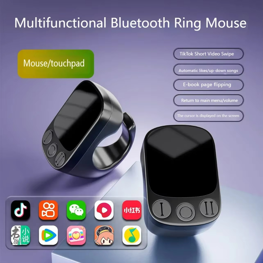 ไร้สายบลูทูธแหวนเมาส์หน้าจอสัมผัสรีโมทคอนโทรลน้ําหนักเบา Tiktok Youtube Mini Air Mice สําหรับ Ios Android แท็บเล็ต