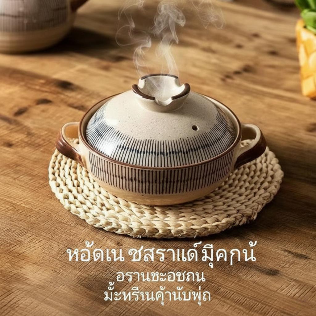 Ready stock guarantee จินปู หม้อเครื่องปั้นดินเผาสไตล์ญี่ปุ่นสไตล์ย้อนยุคเคลือบเครื่องปั้นดินเผาหม้อเครื่องปั้นดินเผาทนแคลอรี่หม้อเครื่องปั้นดินเผาแก๊สหม้อทํา