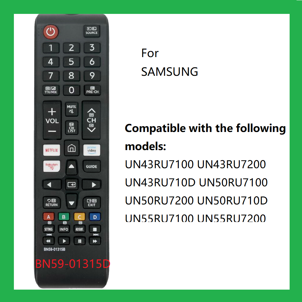 รีโมทคอนโทรลสําหรับ Samsung สมาร์ททีวี BN59-01315D BN59-01315A BN59-01315B UA43RU7100W, UA50RU7100W,